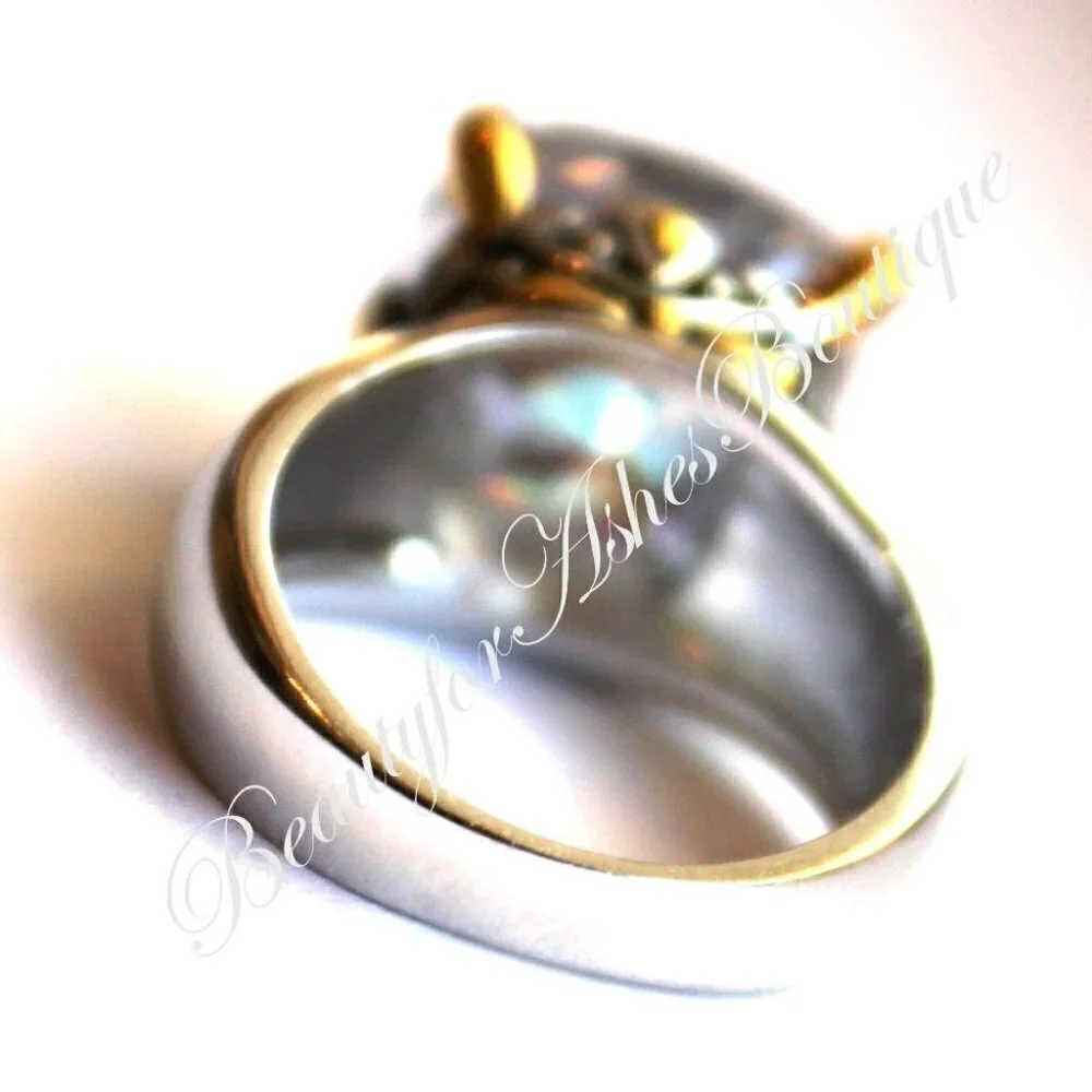 Womens Two Tone Gods Fire Throne Room Aurora Borealis AB Rainbow Ice CZ Ring 8